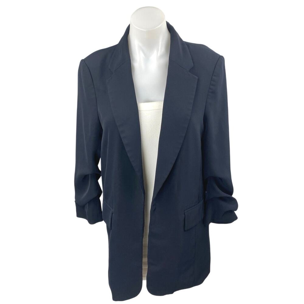H&M Women's Black Long Sleeve Notch Lapel Career Open Blazer Coat Jacket Size S